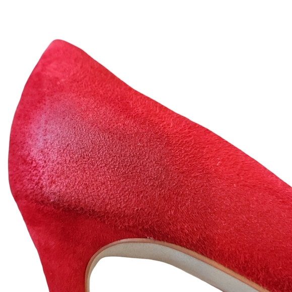 Elegant Allegra James Red Stiletto Suede Heels Size 9 - Picture 7 of 8